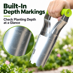 Stainless Steel Bulb Planter Tool with Depth <b>Marker</b>, Manual Seedling Transplanter for Garden <b>Planting</b> - Product Image 3