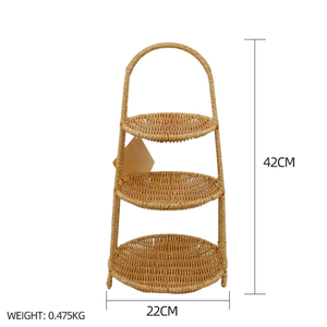 Keranjang Buah Anyaman Tangan Gaya Eropa Rak Penyimpanan Bertingkat untuk Dapur Ruang Tamu Pengatur Camilan Dekorasi Rumah - Product Image 2