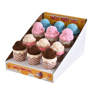 Value Pack Coleção Eco-Friendly Ice Cream Cone Squeaky Recheado Pelúcia Dog Chew Toy - Product Image 1