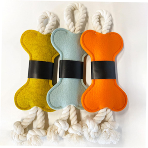 <b>Interactive</b> Dog Tug <b>Toy</b> with Rope Knot Durable Felt Bone for Aggressive Chewers Training Puppy Pet <b>Toys</b> - Product Image 6