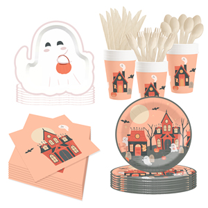 DAMAI New Ghost One-Time Use Theme Paper Plates, Cups and Napkins for Halloween Party Supply - Product Image 4