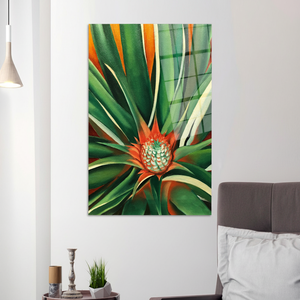 Impresión en lienzo de planta de piña tropical exótica para decoración de verano, arte en vidrio templado - Product Image 3