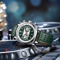 Montre à quartz Poedagar 838, bracelet en cuir de luxe, carrée, multifonctionnelle, chronographe, lumineuse, étanche