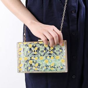 Bolso de Mano Personalizado con Estampado Floral, Forma de Caja, Bolso Cruzado con Cadena de Perlas, Bolso de Mano Cuadrado - Product Image 1