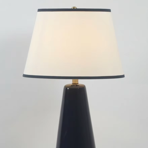 White Shade Black Trim Plug in Modern Table Lamp Fabric Table Lamp Shade Black Table Lamps for Hotel Bedroom Decor - Product Image 6