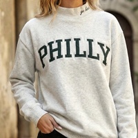 Sweat à capuche surdimensionné en coton pour femme, brodé sur mesure, col rond, tricoté, design de créateur, ensemble unisexe, personnalisation avec logo