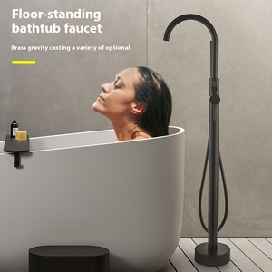 Luxury High Quality Brass <strong>Bath</strong> <strong>Shower</strong> <strong>Faucet</strong> Freestanding Bathtub <strong>Faucet</strong> Hotel Bathroom Black or Chrome in Stock