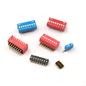 1-12 Position Insert Hole Blue/Red Housing PCB Dip Switch 2.54 Mm Pitch Dip Switch Smd 2.54 Slide Dip Switch