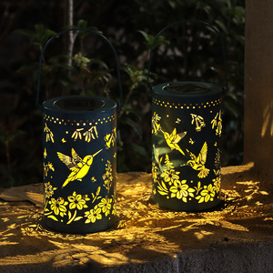 <b>Solar</b> Garden <b>Lantern</b> With Hummingbird Floral Cutout Projection <b>Hanging</b> Outdoor Decor Light LED <b>Solar</b> Powered - Product Image 4