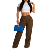 Pantalon Long d'Été XXL en Coton Lin pour Femme, Couleur Unie, Coupe Large, Taille Haute et Style Décontracté