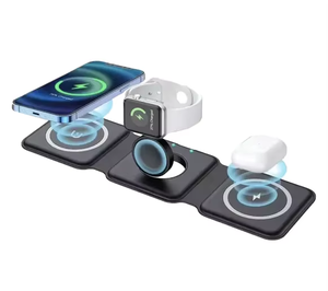 3-in-1 draagbaar 15W multifunctioneel draadloos oplaadstation, bureau-oplader voor mobiele telefoons, opvouwbare magnetische oplader - Product Image 2
