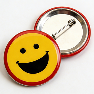 Vente directe usine : Badges bouton ronds en fer blanc avec motif visage souriant et logo personnalisé, pour cadeaux promotionnels de remerciement - Product Image 5