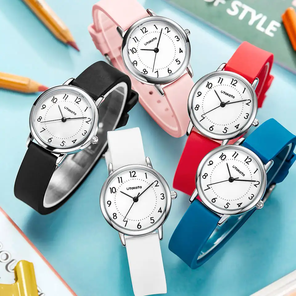 Utakata Mode Legering Horloges Voor Kind Zacht Siliconen Band Polshorloge Kinderen Horloge A0001 Goedkope Horloges Voor Kinderen