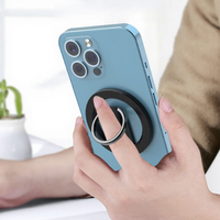 Support de téléphone magnétique rotatif et pliable ultra-fin et super-résistant avec logo personnalisé et anneau de maintien pour utilisation sur bureau – Fixation magnétique