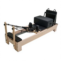 Lit de Pilates Reformer en bois d'érable massif durable avec kit d'accessoires complet, machine de renforcement musculaire à rail silencieux pour studio et entraînement à domicile
