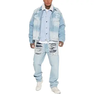 Giacche di jeans personalizzate in stile Vintage lavate in Denim Bomber da uomo