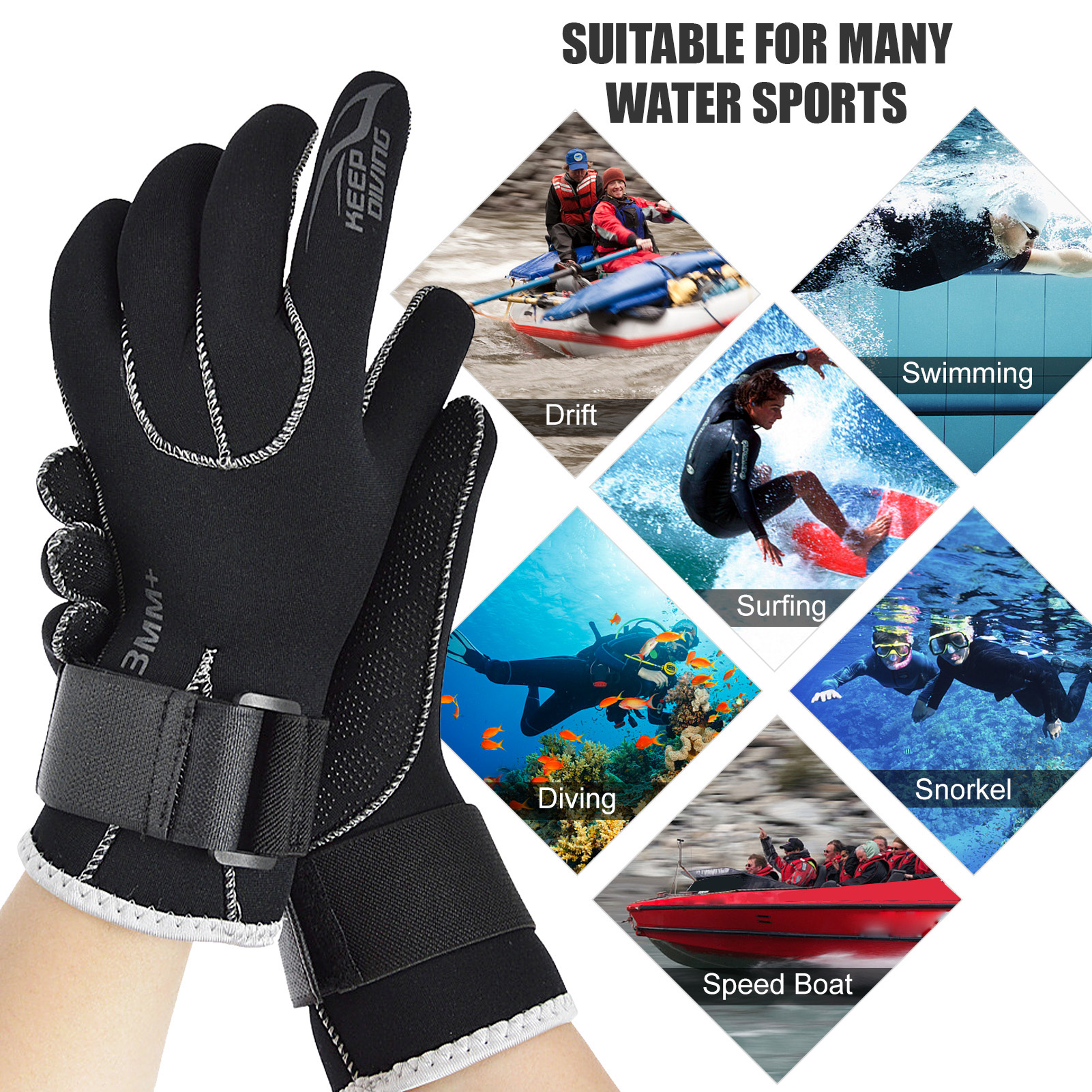 Rtdep Gants en néoprène de 3 mm - Flexibles et antidérapants - Gants de Natation Rtdep Gants en néoprène de 3 mm - Flexibles et antidérapants - Gants de Natation