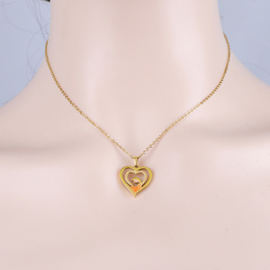 Collar con colgante de corazón chapado en oro 304 316 con diseño de madre e hijo, cadena de serpiente de aleación romántica, joyería para uso diario. - Product Image 2