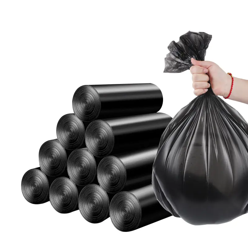 थोक कस्टम ब्लैक स्टोरेज पी रोल पर बायोडिग्रेडेबल प्लास्टिक कचरा बैग रोल पर रोल