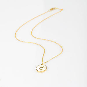 Collar NS1163 de Alta Calidad con Colgante de Disco de Concha Blanca Chapado en Oro sobre Acero Inoxidable, Joyería con Signo Zodiacal para Hombre - Product Image 6