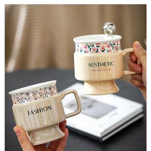High Quality Custom Colorful Floral Design Eco-friendly Dishwasher & Microwave Safe Stoneware <b>Ceramic</b> Tall <b>Mug</b> - Product Image 4
