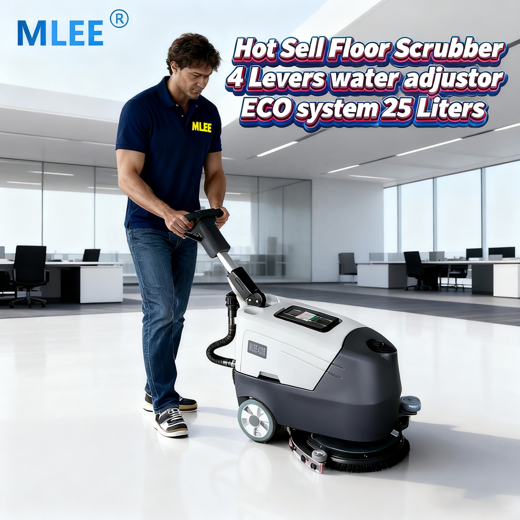 MLEE 430B, перезаряжаемая промышленная машина для чистки пола