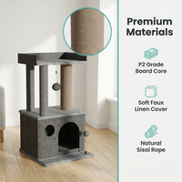 Arbre à chat multi-niveaux moderne de luxe, durable, en sisal écologique, avec griffoir, niche et perchoir pour chats de grande taille d'intérieur
