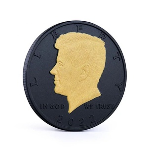 El más nuevo 2022 1964 <span class=keywords><strong>Kennedy</strong></span> Gold Head Moneda conmemorativa Metal Black Gold Silver Coin US Moneda de dos tonos - Product Image 1
