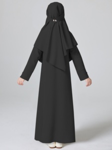 Modeatイスラム服キッズラマダン中東ドバイイスラム教徒の女の子2点セット無地ヒジャーブスカーフアバヤドレスセット - Product Image 6