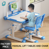 Ensemble de bureau et de chaise d'apprentissage ergonomique en bois pour enfants, réglable en hauteur, avec étagère et tiroir, table d'étude multifonctionnelle pour enfants