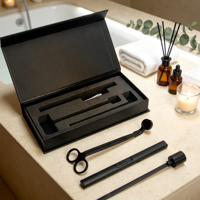 Coffret Cadeau Bougies Premium : Kit d'Accessoires d'Entretien pour Bougies avec Coupe-Mèche, Éteignoir et Outil de Nettoyage, Outils de Luxe en Acier Inoxydable – Vente en Gros