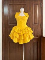 Robe Courte Décontractée OUDINA Chic Nouvelle Collection Couleur Bonbon Col Halter Volants Effet Laitue Coupe Trapèze Grande Taille pour Femme