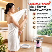 Pompe de douche électrique portable en ABS, unité de douche à main rechargeable avec support de tuyau pour les voyages en extérieur