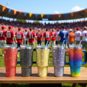 Oem Odm 40oz Stainless Steel Tumbler Double Wall Vacuum Insulated Straw Handle Glitter Rhinestone LED Temperature Display BPA - Product Image 2