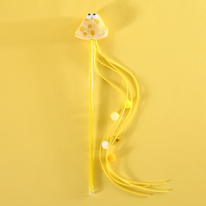 Silent Cartoon Cheese Toast Plush <b>Cat</b> Teaser Stick, Tassel Ball <b>Interactive</b> Training Pet Chew Rope <b>Toys</b>, Self Play Wand for Indo - Product Image 4