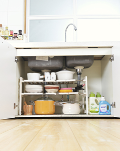 Oferta Especial: Organizador de Fregadero de 2 Niveles, Extraíble, Extensible, Plegable, Ahorra Espacio, Organizador Bajo Fregadero - Product Image 5