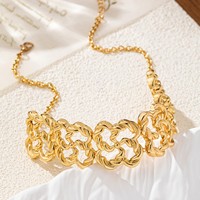 Muses Jewels Nouveautés 2026 Meilleures ventes Collier statement massif plaqué or en forme de fleur ajourée Chaîne tendance en alliage