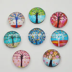 Custom Refrigerator Sublimation Crystal Glass Magnets Impressionist 20mm Dome Glass Fridge Magnet Magnetic Glass Magnets