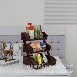 Wooden Multi Layer Storage Rack Trapezoid Shape <b>Standing</b> Type For Kitchen Food Snack <b>Vegetable</b> Fruit Organizer - Product Image 1