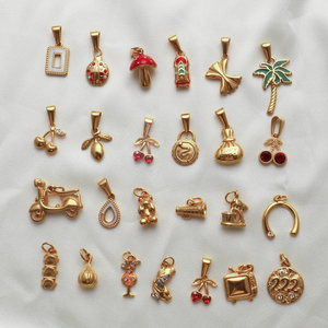 Dijes hechos a mano DIY collar pulsera accesorios PVD 18K oro Acero inoxidable cereza seta esmalte colgante encantos - Product Image 4