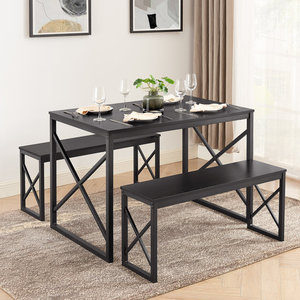 Set <span class=keywords><strong>da</strong></span> Pranzo Moderno di Lusso Estensibile in Metallo con Sedie per <span class=keywords><strong>4</strong></span> Persone, <span class=keywords><strong>Tavolo</strong></span> <span class=keywords><strong>da</strong></span> Colazione - Product Image 1