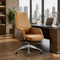 Chaise de bureau exécutive ergonomique en métal et fer, siège en mousse moulée, hauteur réglable, base pivotante, dossier haut, support lombaire, pour bureau à domicile