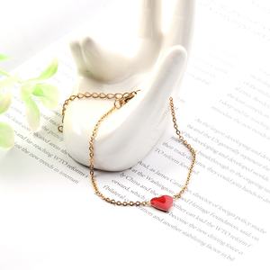 Gold Chain <b>Bracelet</b> with <b>Red</b> Heart Pendant Stainless Steel Jewelry Sets Design for Women in Wholesale - Product Image 1