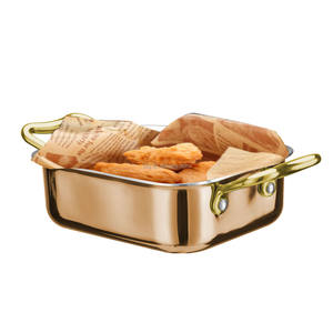 Plat de service rectangulaire de luxe en acier inoxydable triple épaisseur, poli, avec motif personnalisé, double poignée, écologique - Product Image 1