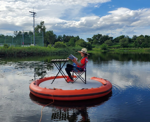 Hafif şişme yuvarlak elektrikli gemi vinci kompakt Mini tekne elektrikli dairesel yüzer Platform koltuk ve Motor ile balıkçılık için - Product Image 3