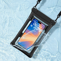 Pochette Téléphone Étanche IPX8 avec Coussin d'Air, Sac de Plage et de Natation Antichoc à Écran Tactile, Grande Taille avec Dragonne, Idéal pour les Voyages en Extérieur