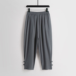 <span class=keywords><strong>Pantaloni</strong></span> Casual da uomo in <span class=keywords><strong>lino</strong></span> estivo semplice e Versatile stile cinese con bottoni a forma di rana <span class=keywords><strong>pantaloni</strong></span> affusolati - Product Image 2