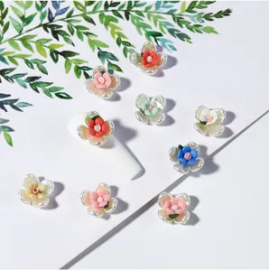 13 Design Nail Art colore strass cristallo ceramica perla fiore gioielli per unghie luce lusso piccolo fiore decorazione per unghie 3D