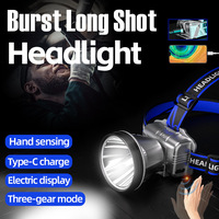 Lampe frontale LED à détecteur de mouvement Zoom, rechargeable avec batterie Li-ion, étanche, pour activités extérieures, pêche nocturne, exploitation minière, urgence, portable