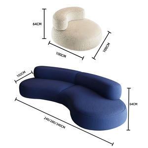 Canapé modulaire 3 places en velours nordique, style italien, design premium, tissu incurvé, mobilier <span class=keywords><strong>de</strong></span> salon, sans assemblage - Product Image 3